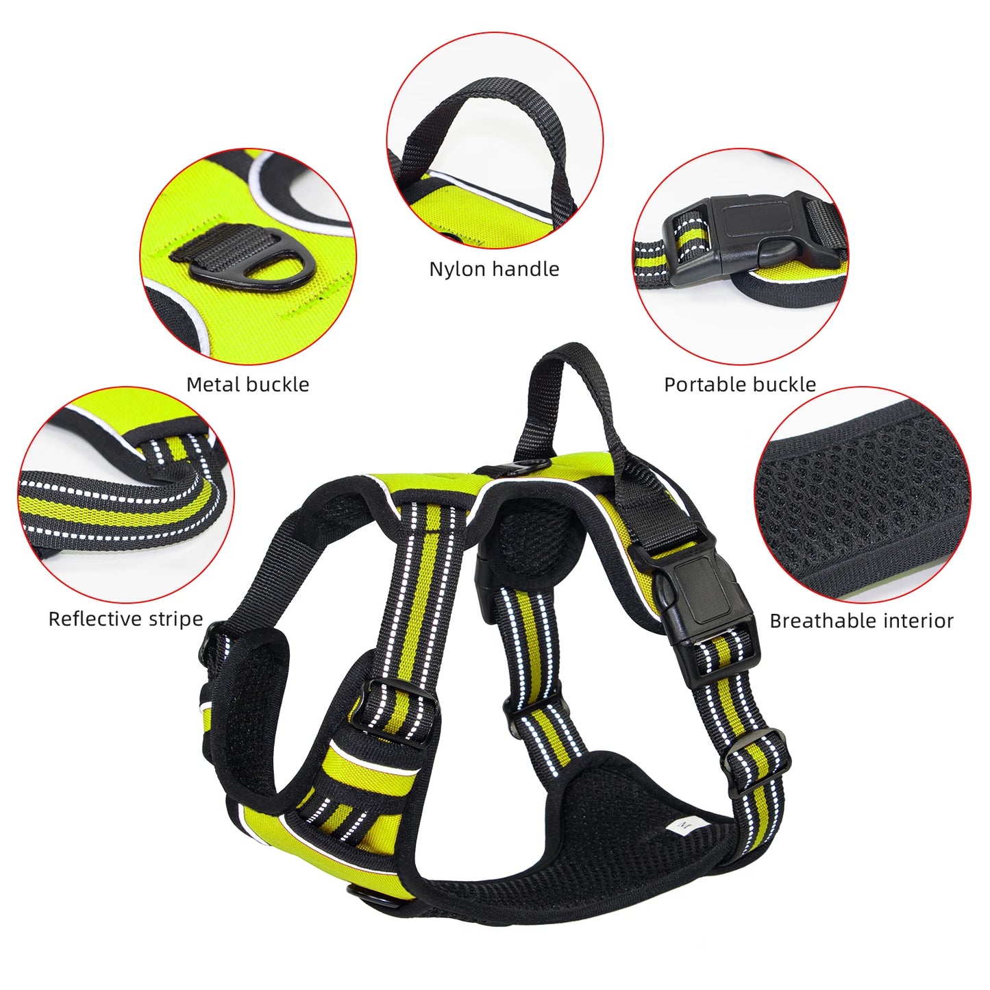 Dog Harness with Handle for Large & Medium Dogs, Breathable Padding Safety Pet Vest Outdoor dog walking harness