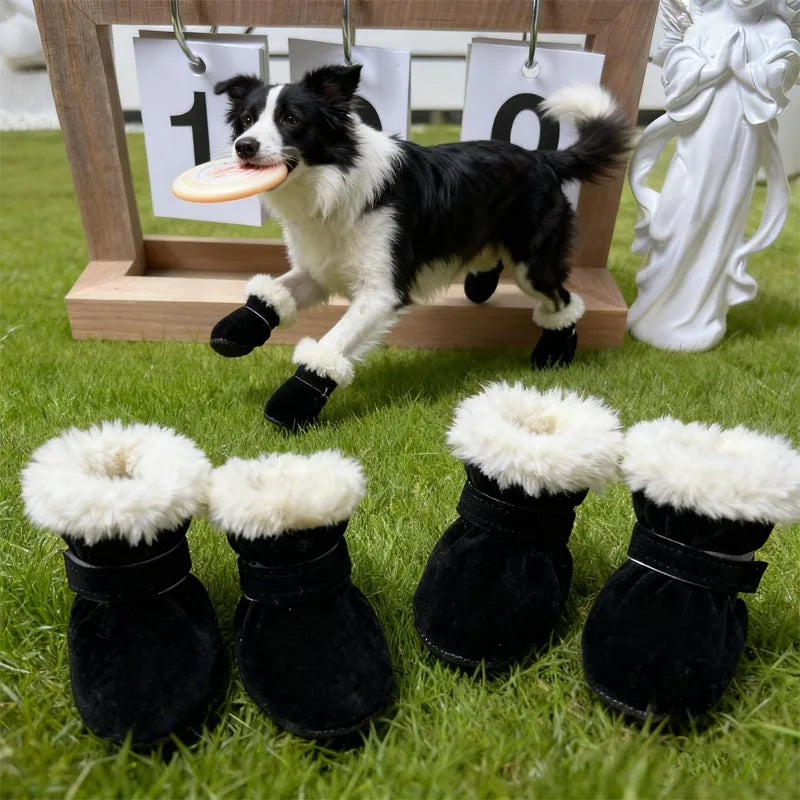 Warm Small Dog Snow Boots Waterproof Suede Paw Protectors Anti Skid Puppy Cat Booties Winter Shoes for Chihuahua Teddy