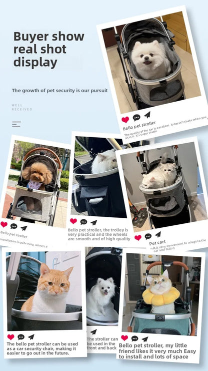 Pet Stroller Cats Dogs Carrier Wheels Supplies Portable Foldable Trolley Pet Outdoor Travel Products Accessories Dogs Stroller