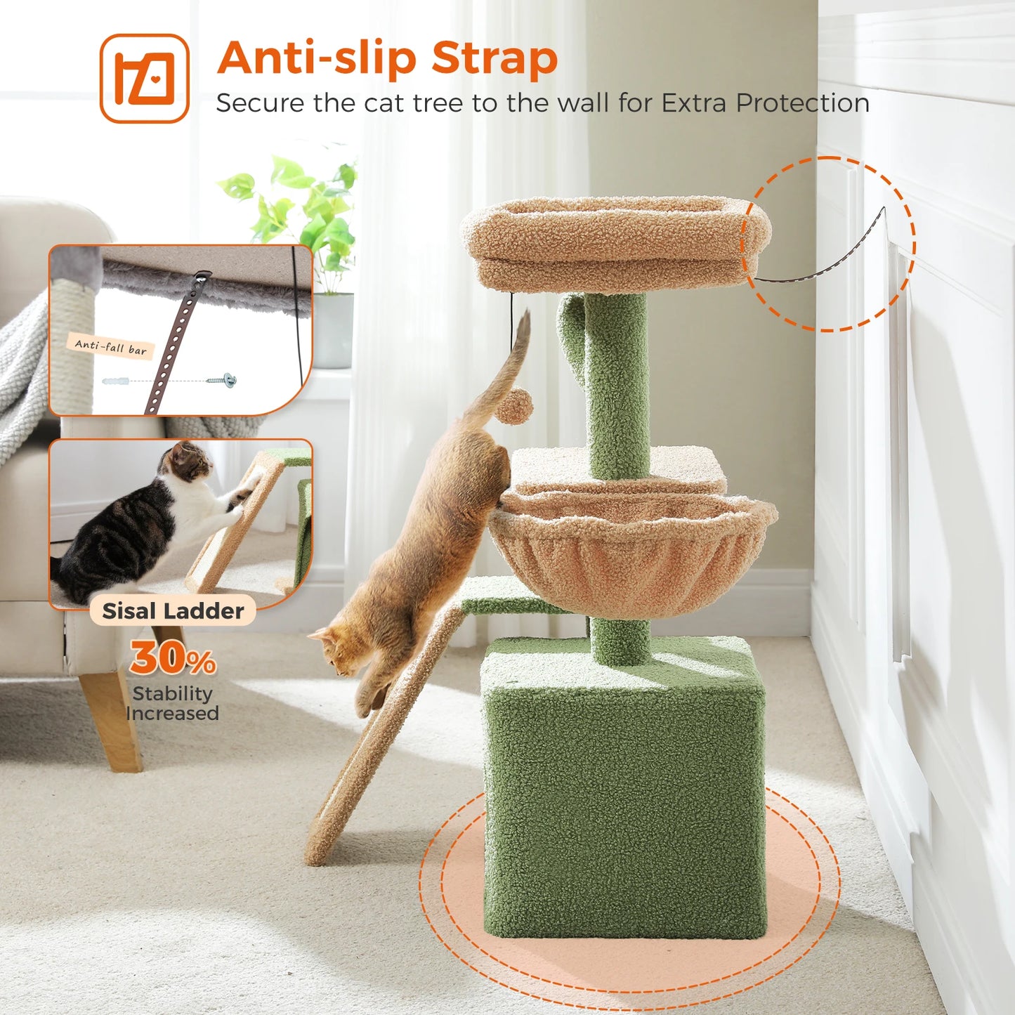 Small Cat Tree Cat Tower with Natural Sisal Scratching Post,Spacious Top Perch,Privite Cat Condo Perfect for Indoor Cats,Cat Toy