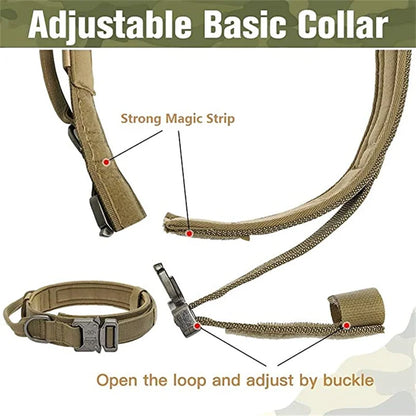 Military Tactical Dog Collar Leash Set Durable Pet Collar Retractable Leash Medium Large Dog German Shepherd Training Accessorie