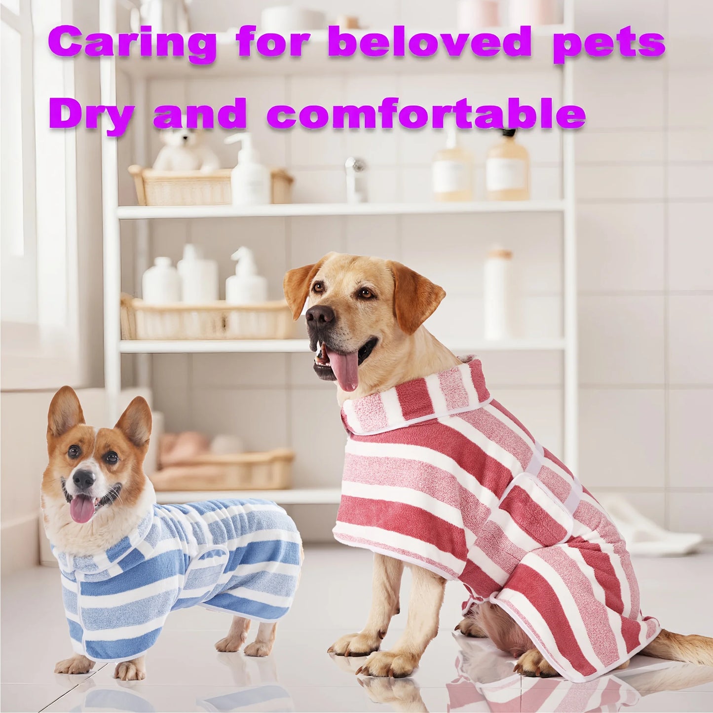 Dog Towel Pet Bathrobe, Fully Wrapped and Quick Drying, pet Quick Drying Towel, Soft and Skin Friendly, Comfortable