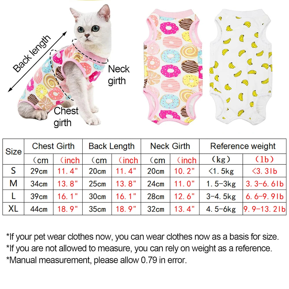 Pet Cat Weaning Cotton Clothes for Small Dog Sterilization Jumpsuit Anti-licking Surgery Recovery Care Suit Puppy Kitten Outfits