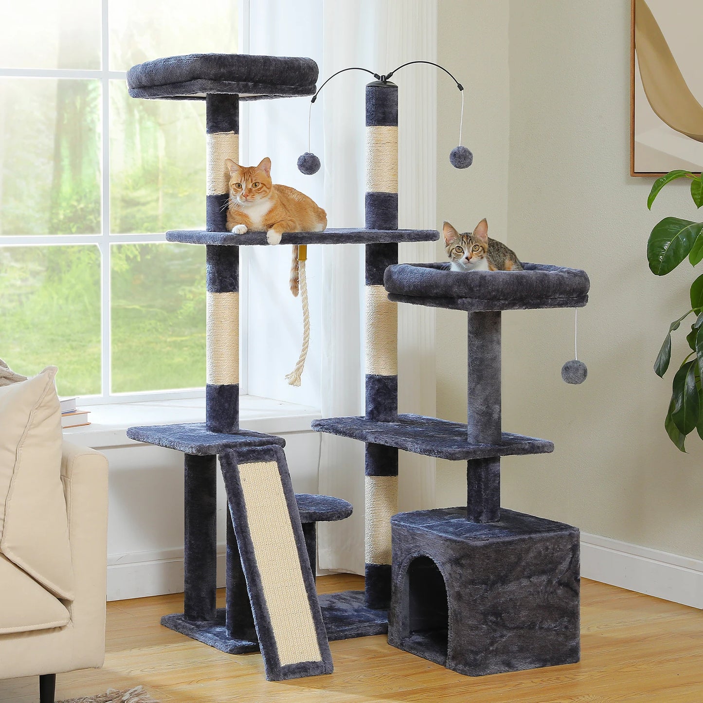 Multi-Level Cat Tree Tower with Sisal Scratching Posts and Pad Soft Top Perch Large Cat Condo for Indoor Cat Scratchers Cat Toys