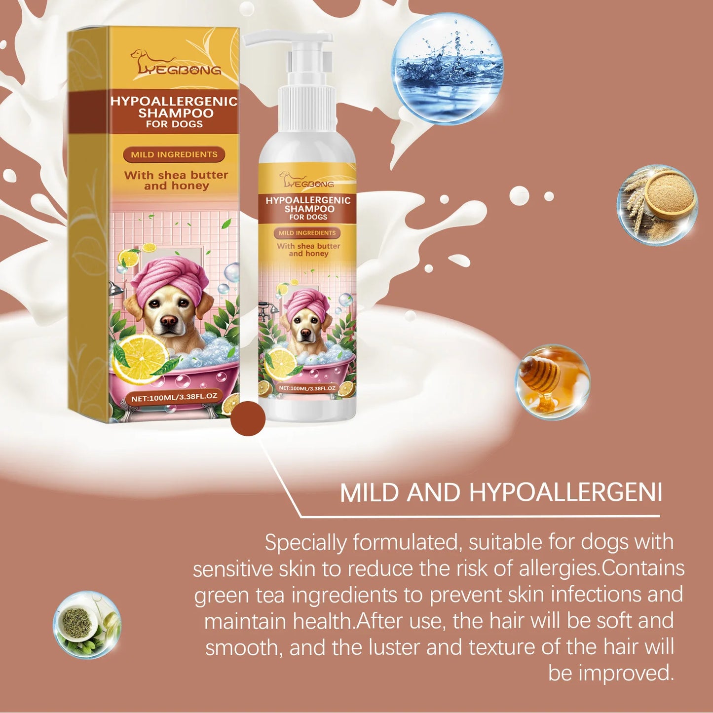 Dogs Cats Shampoo Fragrance Bath Wash Hair Softening Itchy Skin Relief Remove Mites Dirts Natural Moisturizing Pet Shower Gel