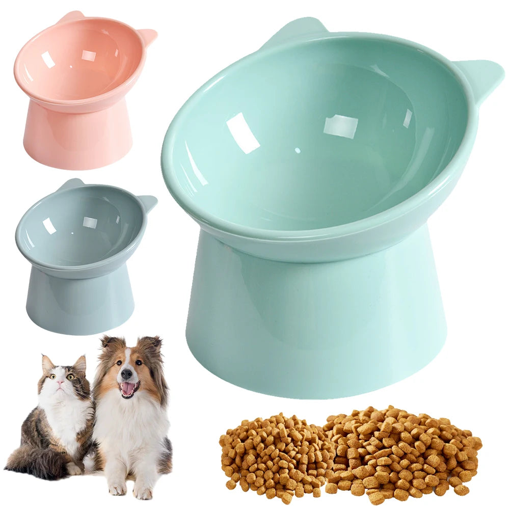 Tilted Cat Food Bowl Elevated Cat Bowl Ergonomic Raised Cat Food Bowl Anti Vomiting Tall Dog Bowl Non Slip for Flat- Faced Cats