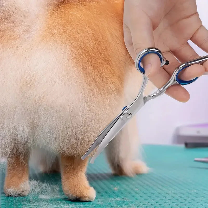 Premium Pet Grooming Scissors Safety Round Tip,  Scissors Portable Stainless Steel Shears For Dogs & Cats Pets Shears Supplies