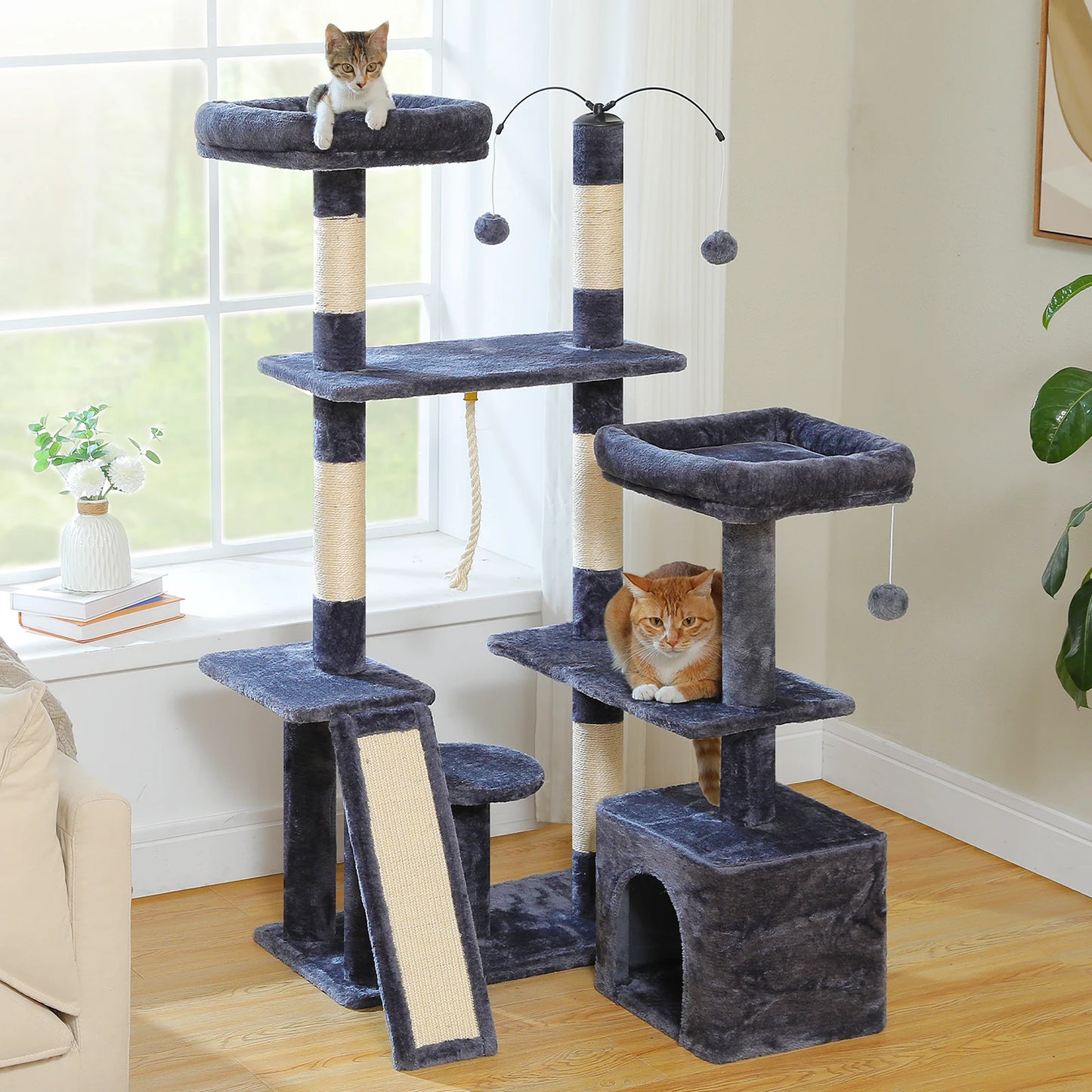 Multi-Level Cat Tree Tower with Sisal Scratching Posts and Pad Soft Top Perch Large Cat Condo for Indoor Cat Scratchers Cat Toys