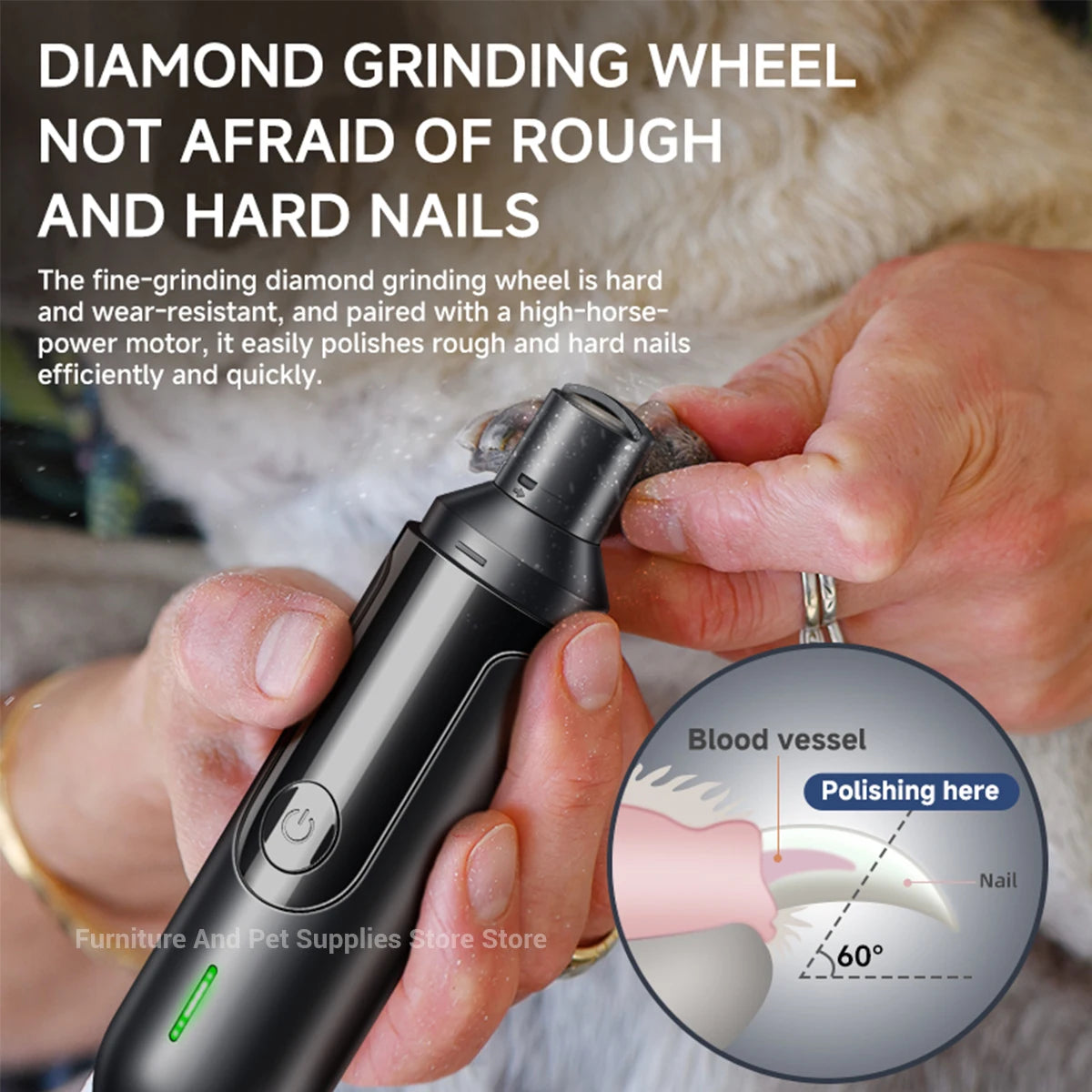 Electric dog nail grinder dog nail trimmer pet nail trimmer cat nail grinder with polishing wheel suitable for small/large pets