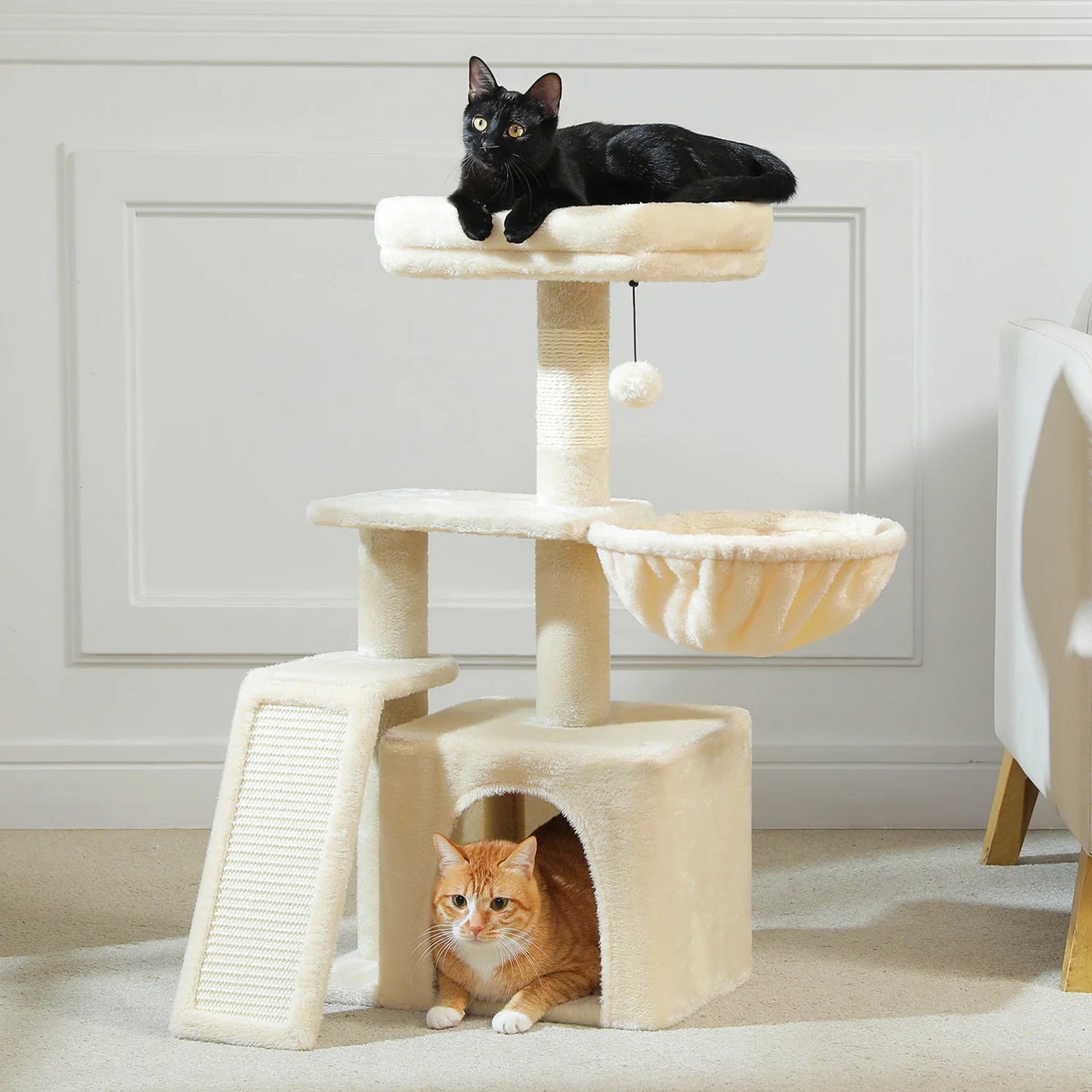 Small Cat Tree Cat Tower with Natural Sisal Scratching Post,Spacious Top Perch,Privite Cat Condo Perfect for Indoor Cats,Cat Toy