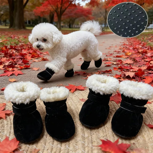 Warm Small Dog Snow Boots Waterproof Suede Paw Protectors Anti Skid Puppy Cat Booties Winter Shoes for Chihuahua Teddy