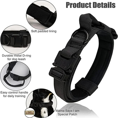Military Tactical Dog Collar Leash Set Durable Pet Collar Retractable Leash Medium Large Dog German Shepherd Training Accessorie