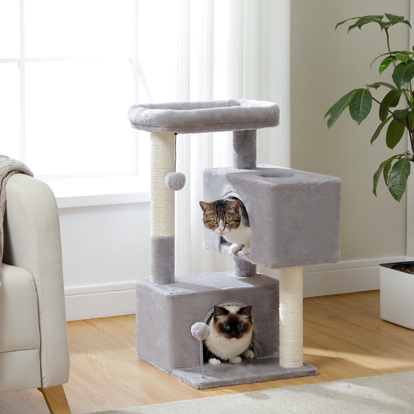 Small Cat Tree Cat Tower with Natural Sisal Scratching Post,Spacious Top Perch,Privite Cat Condo Perfect for Indoor Cats,Cat Toy