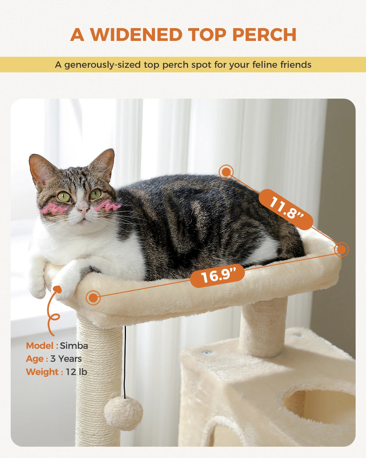 Small Cat Tree Cat Tower with Natural Sisal Scratching Post,Spacious Top Perch,Privite Cat Condo Perfect for Indoor Cats,Cat Toy