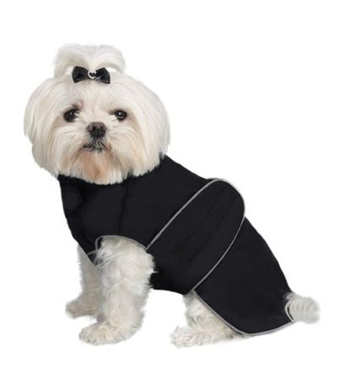 A Pets World 08192999-24 Weatherproof Fleece Lined Dog coat Black