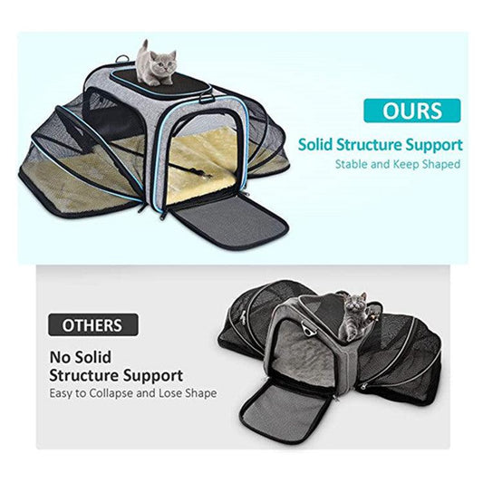Pet Travel Haven: Expandable And Reflective Cat Carrier For Safe And