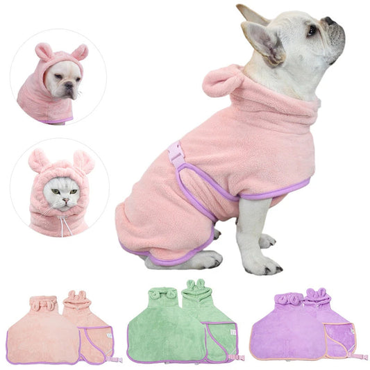 Pet Bathrobe Dog Bath Towel Super Absorbent Shower Cleaning Towel Dog