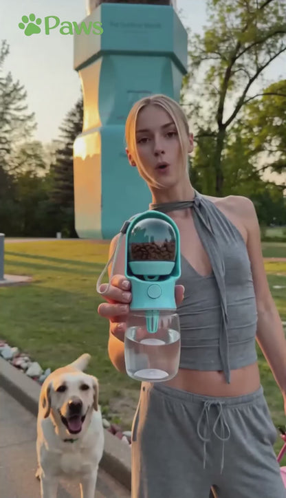 2 in 1 portable pet water bottle and feeder