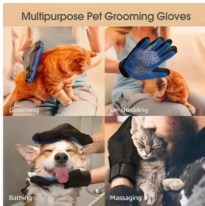1 Pair Pet Dog Cat Hair Remover Mitt Massage Brush Deshedding Grooming Gloves