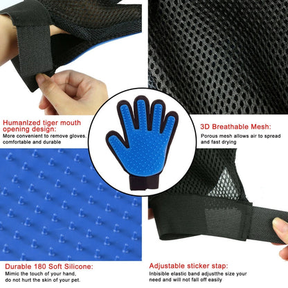 1 Pair Pet Dog Cat Hair Remover Mitt Massage Brush Deshedding Grooming Gloves