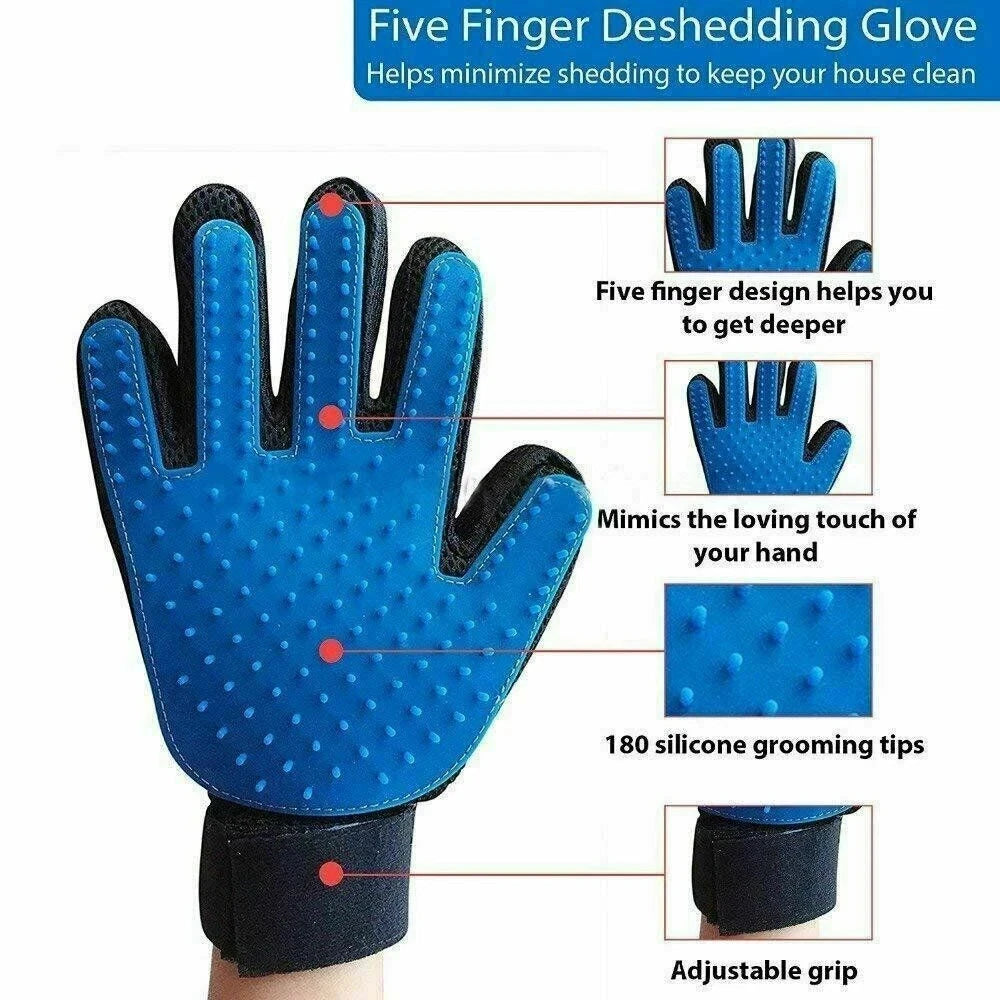 1 Pair Pet Dog Cat Hair Remover Mitt Massage Brush Deshedding Grooming Gloves