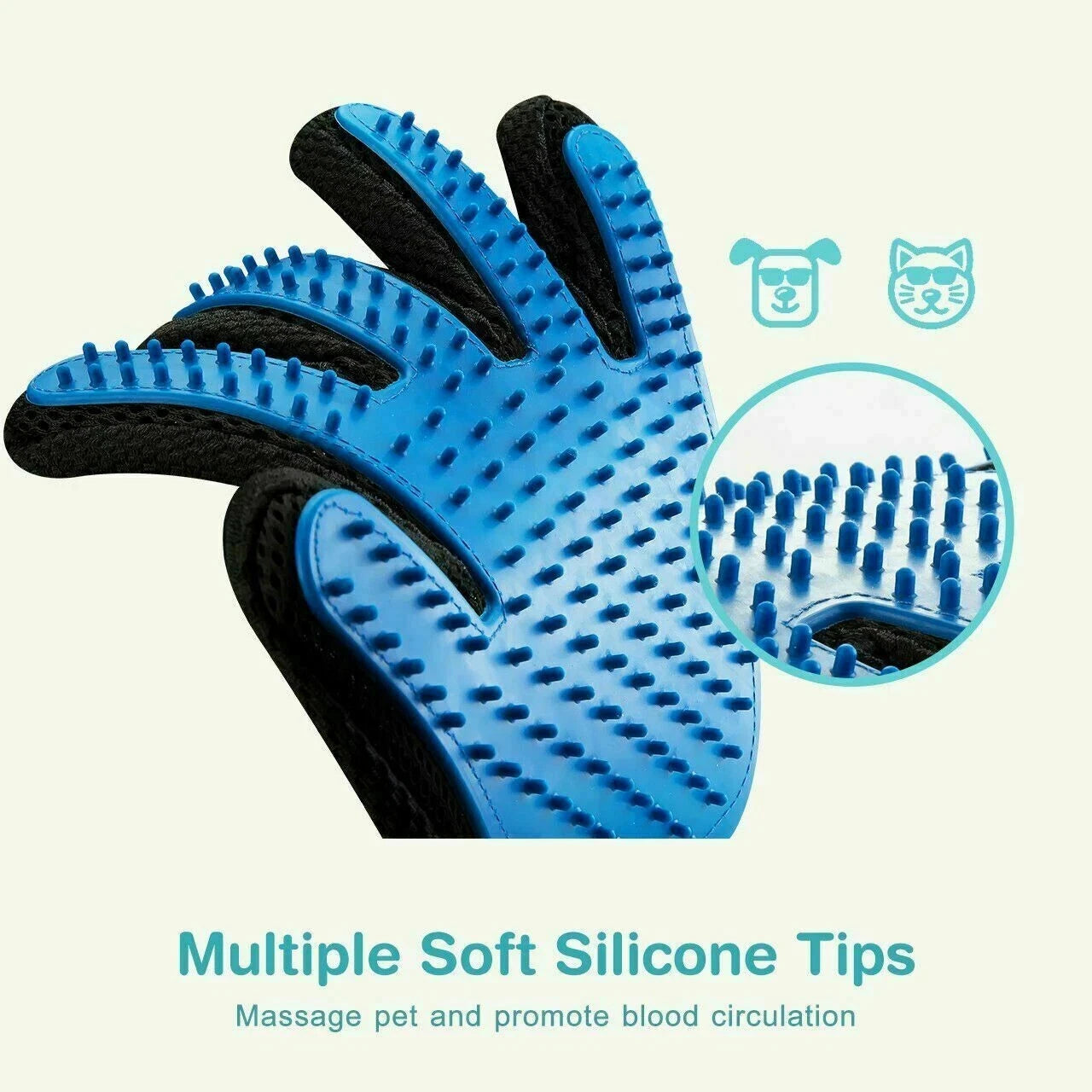 1 Pair Pet Dog Cat Hair Remover Mitt Massage Brush Deshedding Grooming Gloves