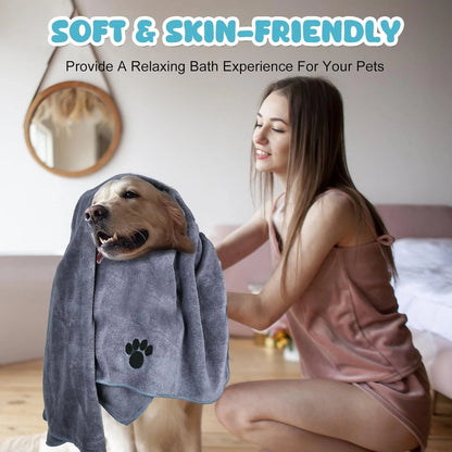 2PCS-Microfiber Super Absorbent Quick Drying Bath Cat Pet Dog Towel for Dog