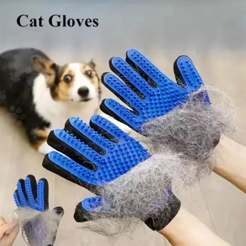 1 Pair Pet Dog Cat Hair Remover Mitt Massage Brush Deshedding Grooming Gloves