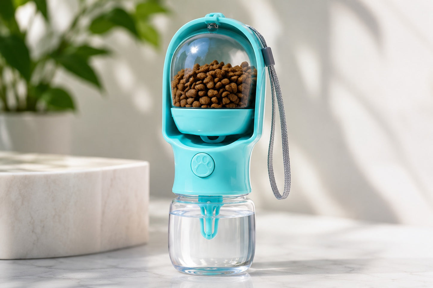 2 in 1 portable pet water bottle and feeder
