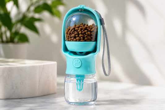 2 in 1 portable pet water bottle and feeder